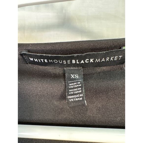 White House Black Market‎ Black Floral Shirt 3/4 Sleeve XS - Picture 2 of 5